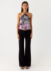 Twisted Love Halter Top - Ombre Floral Affair