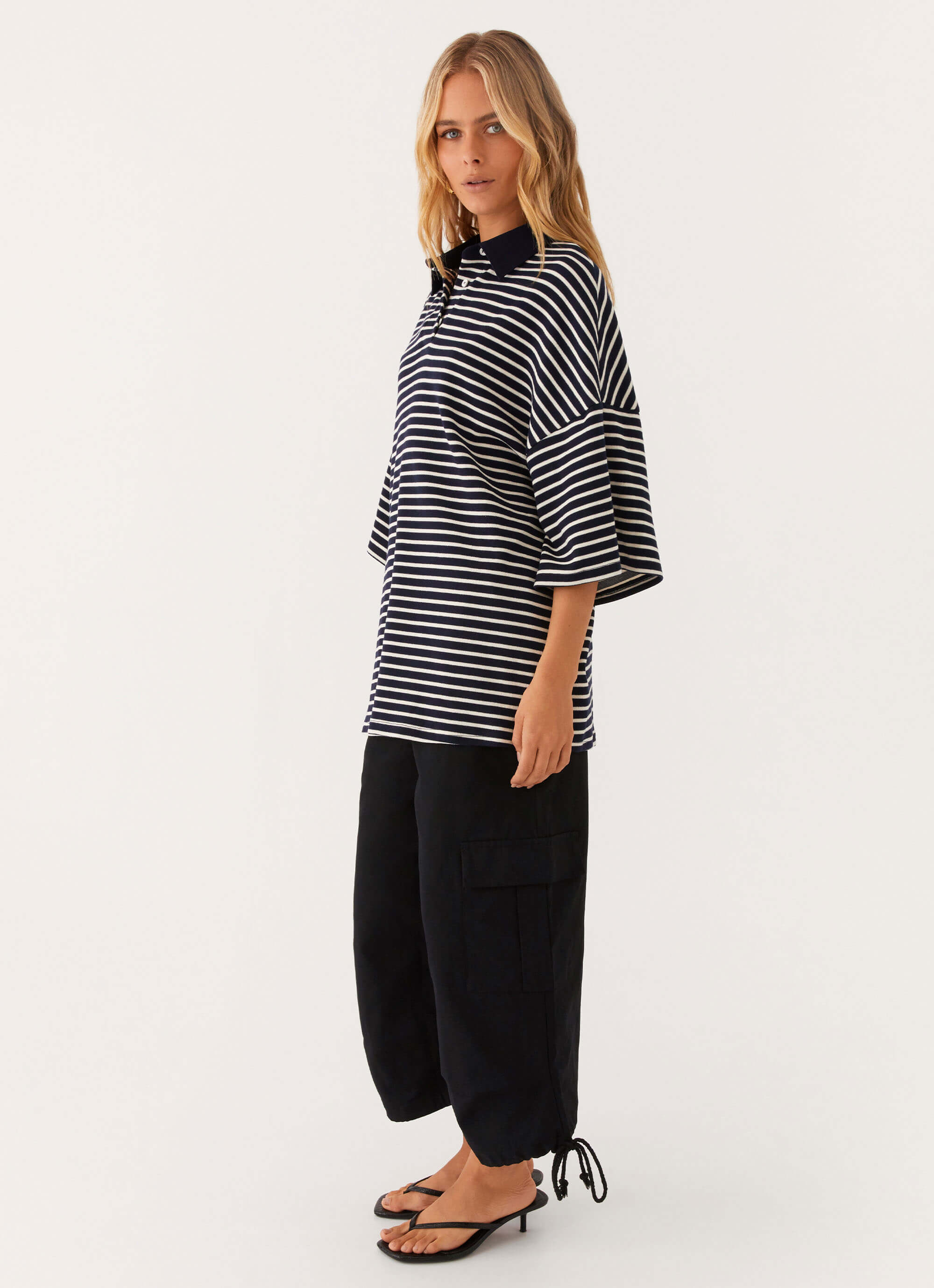 Undefeated Oversized Polo Top - Stripe