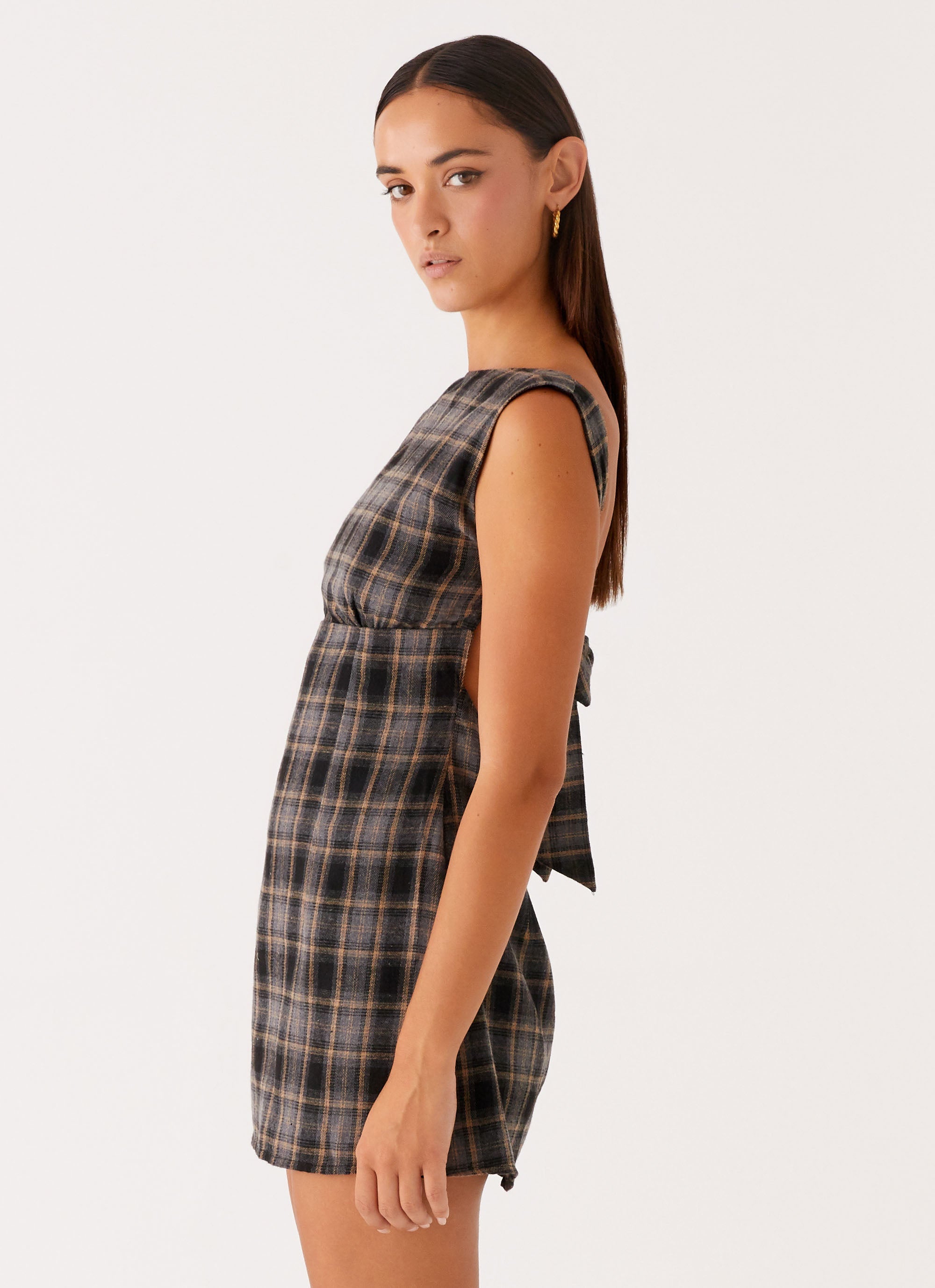 Vella Mini Dress - Brown Check