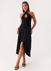 Velvet Sky Midi Dress - Black