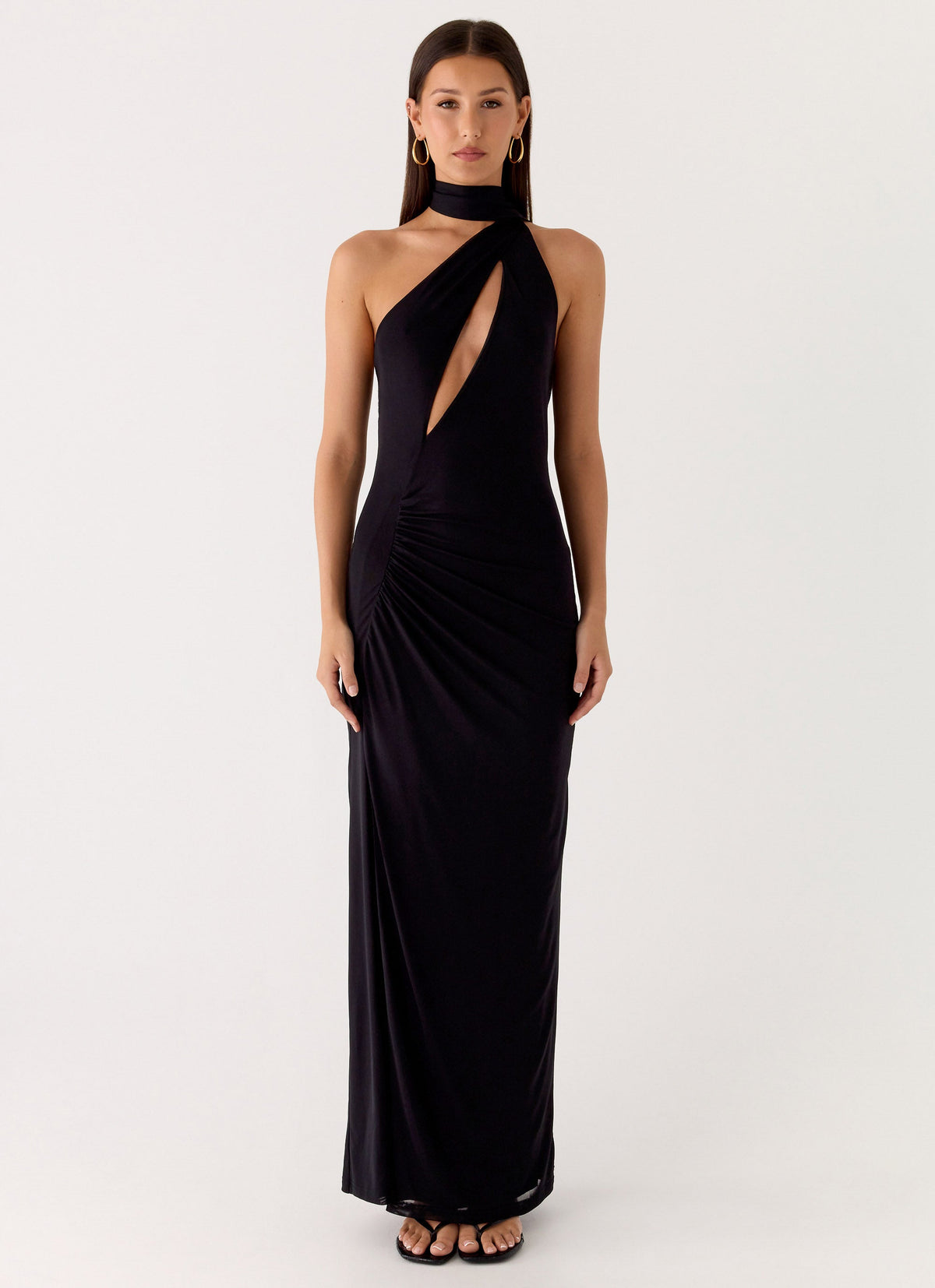 Velvet Vacation Scarf Maxi Dress - Black