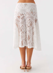 Virelle Lace Midi Skirt - Ivory