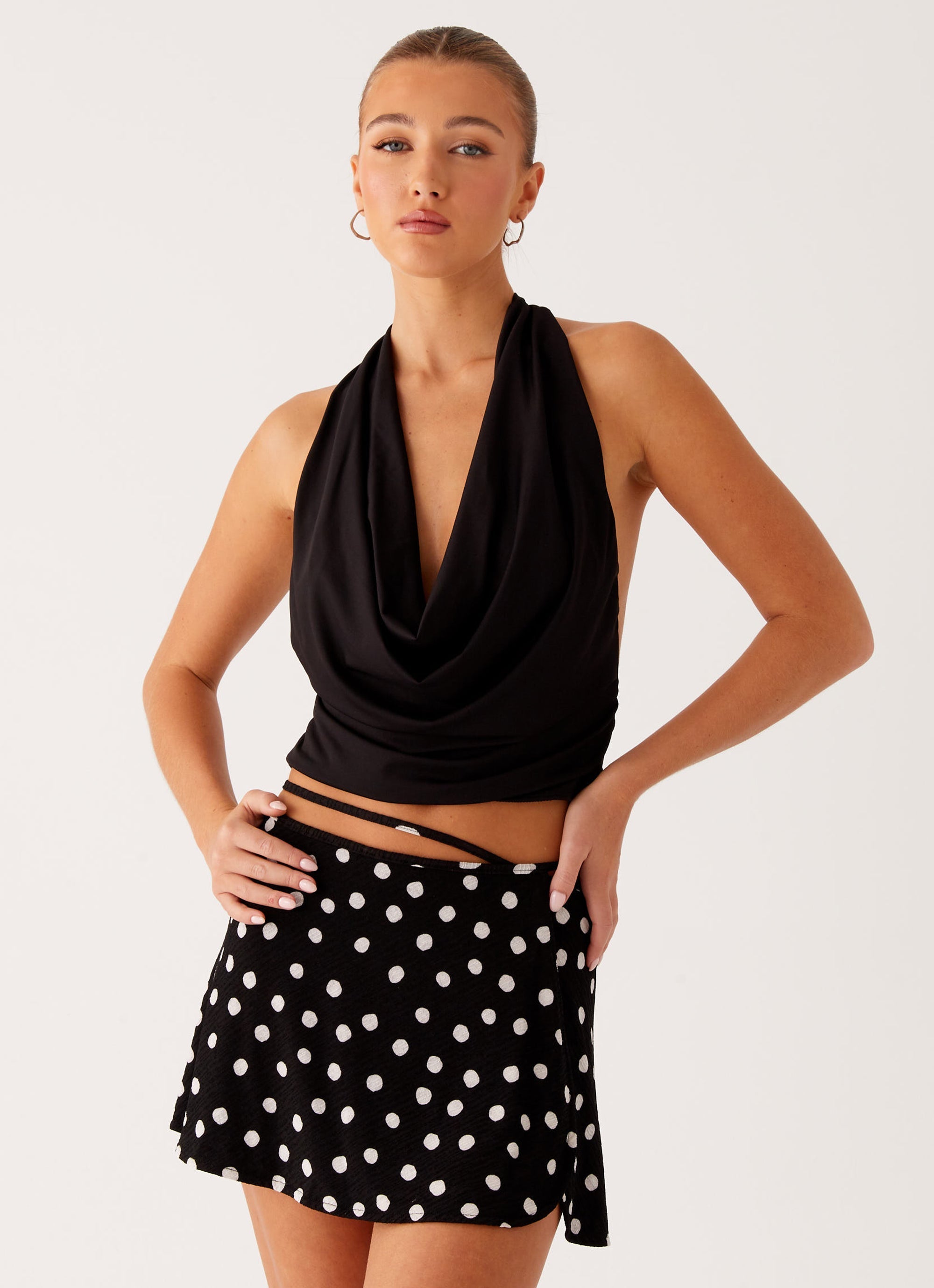 Walker Mini Skirt - Black Polka Dot