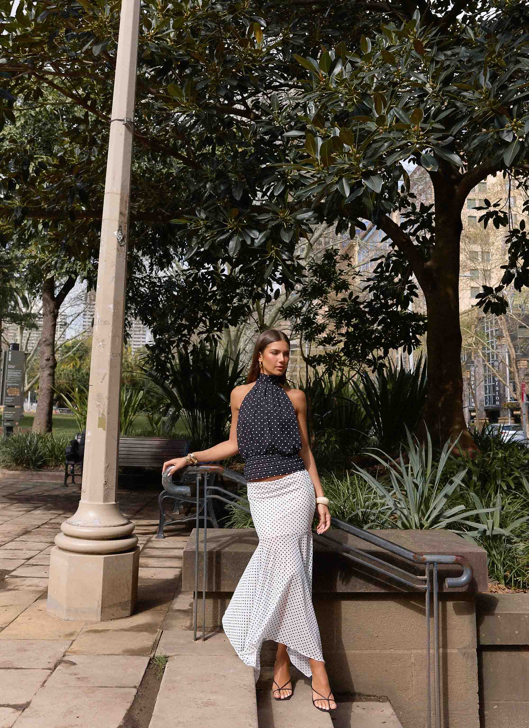 Willow Chiffon Top - Black Polkadot