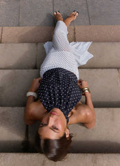 Willow Chiffon Top - Black Polkadot