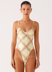 You Got Me One Piece Swimsuit - Tidal Print